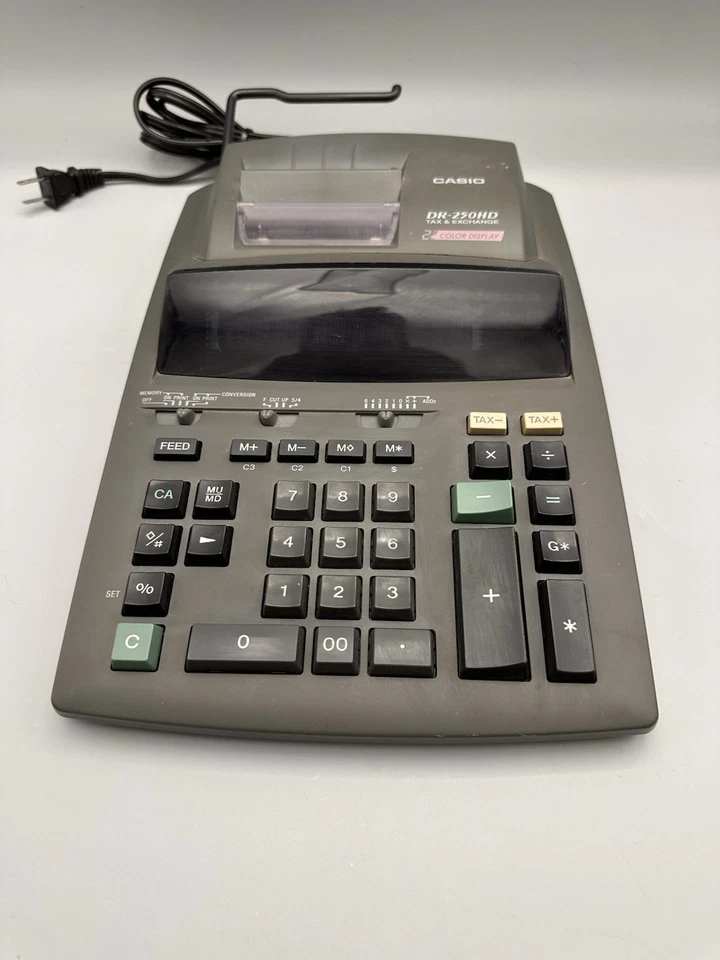 Casio DR-250HD Tax Exchange Electronic 2 Color Display Printing Calculator Works - Image 2 of 4