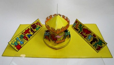KEITH HARING ***** LUNA LUNA AUS 1986 ***** 3D POP UP FOLDER ! TOP RARITÄT !