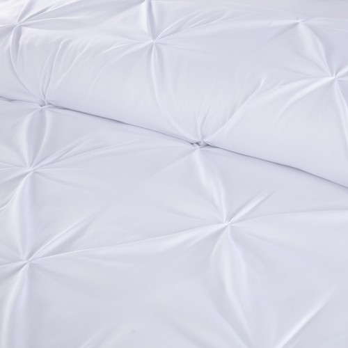 Chezmoi Collection Berlin 3-piece Pintuck Pinch Pleat Comforter Set (queen, Whit - Picture 7 of 9