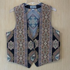 Women's 90s Tapestry Boho Southwestern Vest Size M Geometric Woven USA Vintage