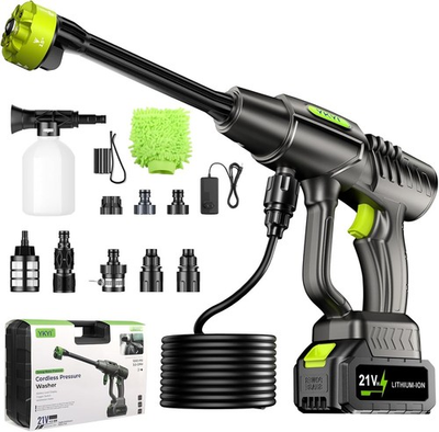 #ad YKYI Cordless Pressure Washer Battery Powered 24FT High Elastic Hose Grey SEALED $44.99