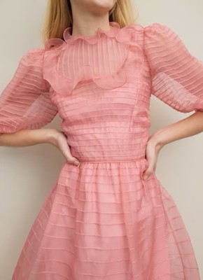 LK Bennett Maddie Pink Silk Organza Dress Size 10 UK BNWT