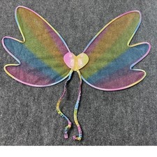 Rainbow Glitter Fairy Wings Costume Accessory Heart Detail Multi Color Dress Up