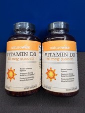 2 Pack Naturewise Vitamin D3 2000 IU 50mcg Softgels- 360 Count Expires 03/2028