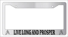 Chrome License Plate Frame LIVE LONG AND PROSPER LOGO Auto Accessory Novelty 64