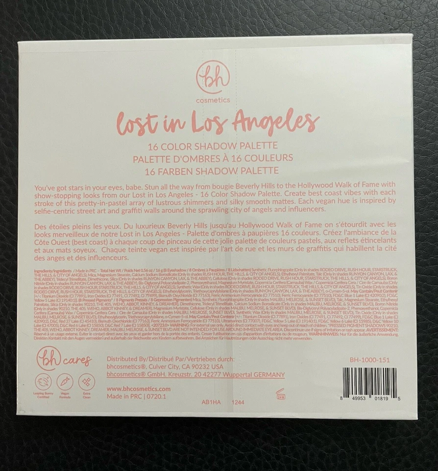 bh Cosmetics “Lost in Los Angeles” 16 Color Eyeshadow Palette 16 colors 0.56 oz - Image 2 of 4