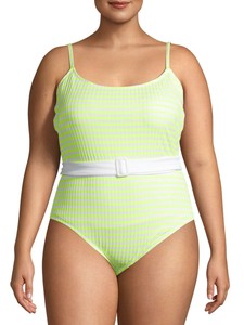 yellow plus size one piece swimsuit