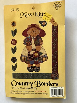 Country Borders Iron-on Fabric Applique Kit, Miss Kitty 72113