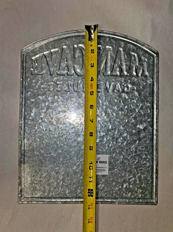 Letrero de arte de pared de metal estaño en relieve reglas MAN CAVE decoración de habitación 10"x13" camino abierto Foto 3 de 3