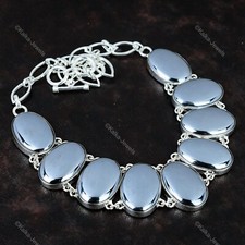 Gift For Her 925 Silver Natural Shungite Gemstone Chain Adjustable Necklace