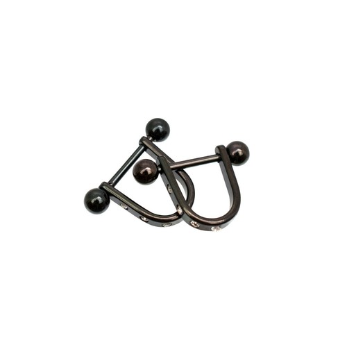 Nipple Shields U Shape Anodized Black with Cubic Zirconias Sold as a Pair 14G - Picture 2 of 7