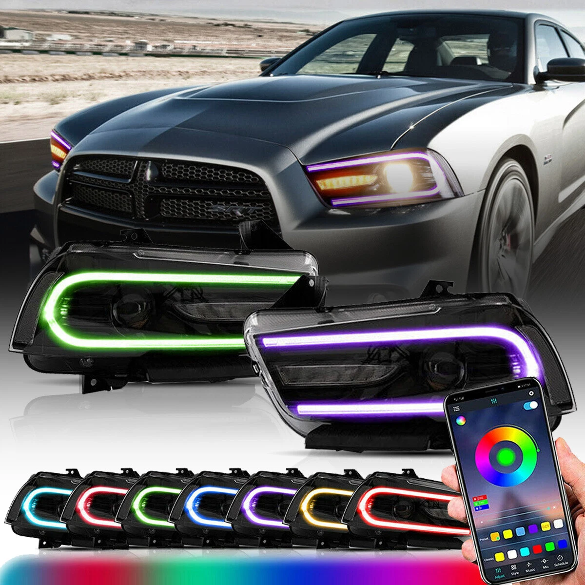 Dodge charger color changing headlights outlet
