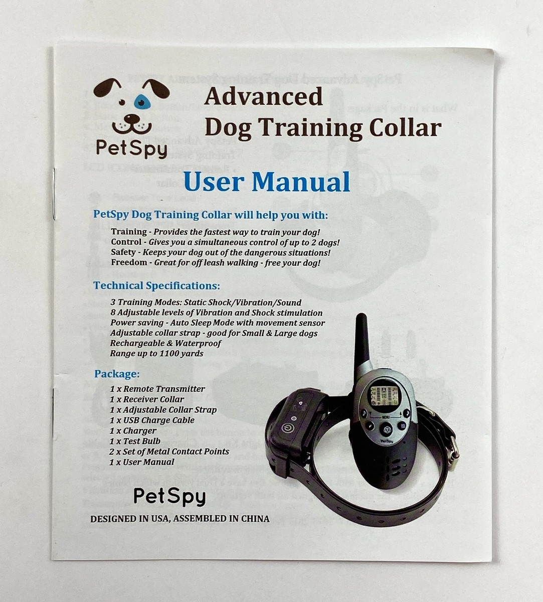 Dog Training Collar Petspy P620b Petspy Remote Training Collar