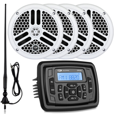 Marine Stereo Bluetooth System Boat AM FM Radio kit w/ Speaker 240W for ...