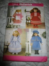 Butterick 5864 18" Victorian Doll Historical Coat Muff Dress Sew Pattern Uncut