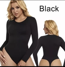 Women's Long Sleeve Bodysuit Tummy Control Shapewear Body Suit Tops Slimming Fit
