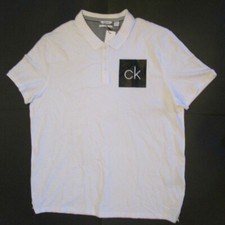 Calvin Klein Seasonal Key Mens Polo Shirt, New White Black Size 2XL Logo
