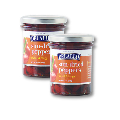 DeLallo Sun-Dried Sweet & Tangy Peppers, 6.7oz Jar, Made in Italy (2-Pack)