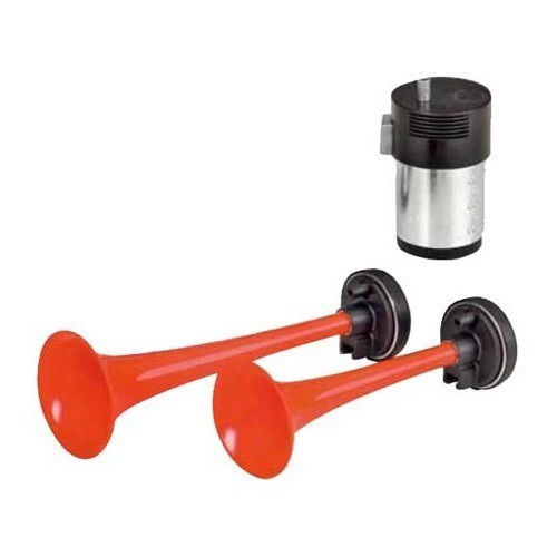 Klaxon Puissant 12V 110dB Pour Moto/quad - Métal Argenté Et Rouge - 110 Mm De Diamètre - Universel