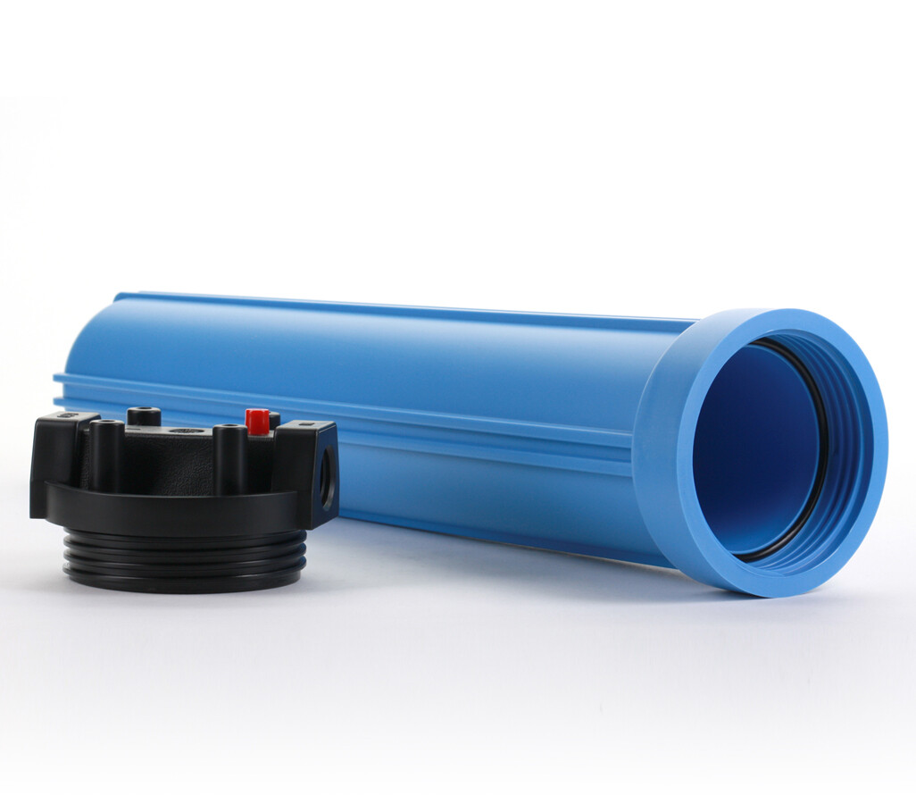Filter Housing 20" For Water Systems & Hydroponics, Blue/Black 3/4" Ports w/PR