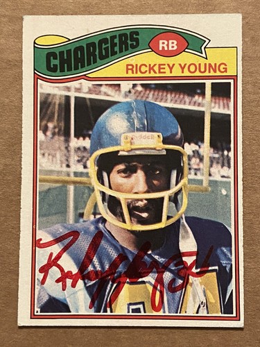 Rickey Young signiert 1977 Topps #384 SD Ladegeräte Jackson State Autogramm Auto