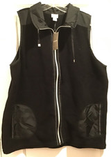Chico's Collection Pique Sweater Vest Black Full Zip Sleeveless Sz 3 NWT