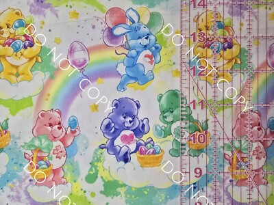 Custom Cotton Woven Fabric Bears 80s Cartoon Easter By The 1/4 Yard 9x56