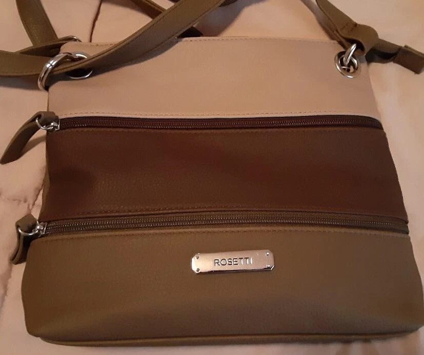 NWT Women s Rosetti Demi Mini Crossbody Bag Purse in Artichoke Colorblock Brown