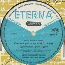 MARGRAF BOSSE HANDEL CONCERTI GROSSI OP.6 11-12 ETERNA ED.1 STEREO 10" 725018 NM