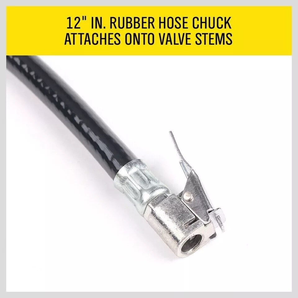 220 PSI Tire Inflator Gauge Flexible Hose Pistol Style Air Chuck Pneumatic