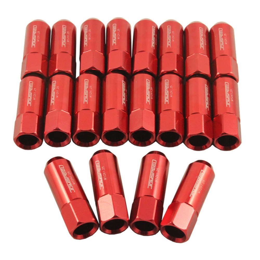 JDMSPEED 20PC 12X1.25MM 60MM EXTENDED FORGED ALUMINUM TUNER RACING LUG NUT RED