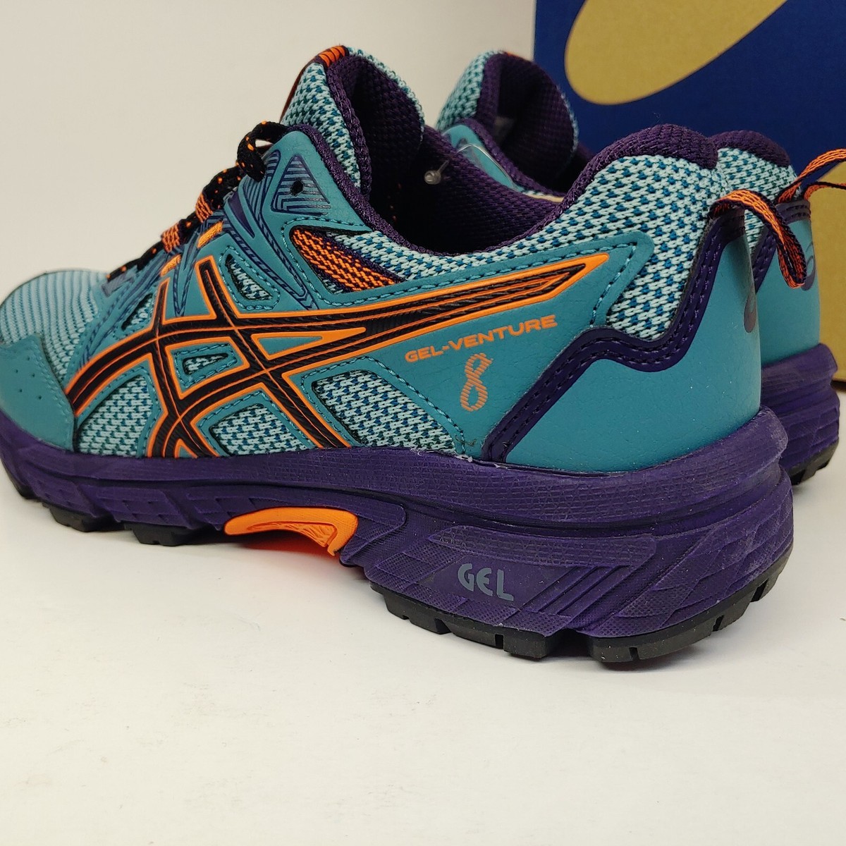 Asics Gel Venture 8 Low Shoes Womens Size 6 Misty Pine/Nova Orange