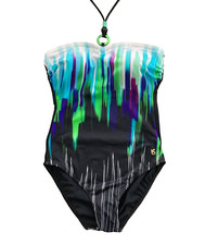 Bandeau swimsuit 12B, 34-36 B halter multicolour UV protection detachable straps