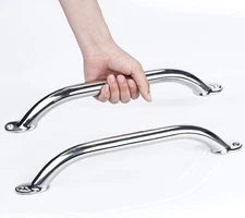 2X 12 inch Boat Handrail Polished Stainless Steel Round Tube  Marine Grab Handle