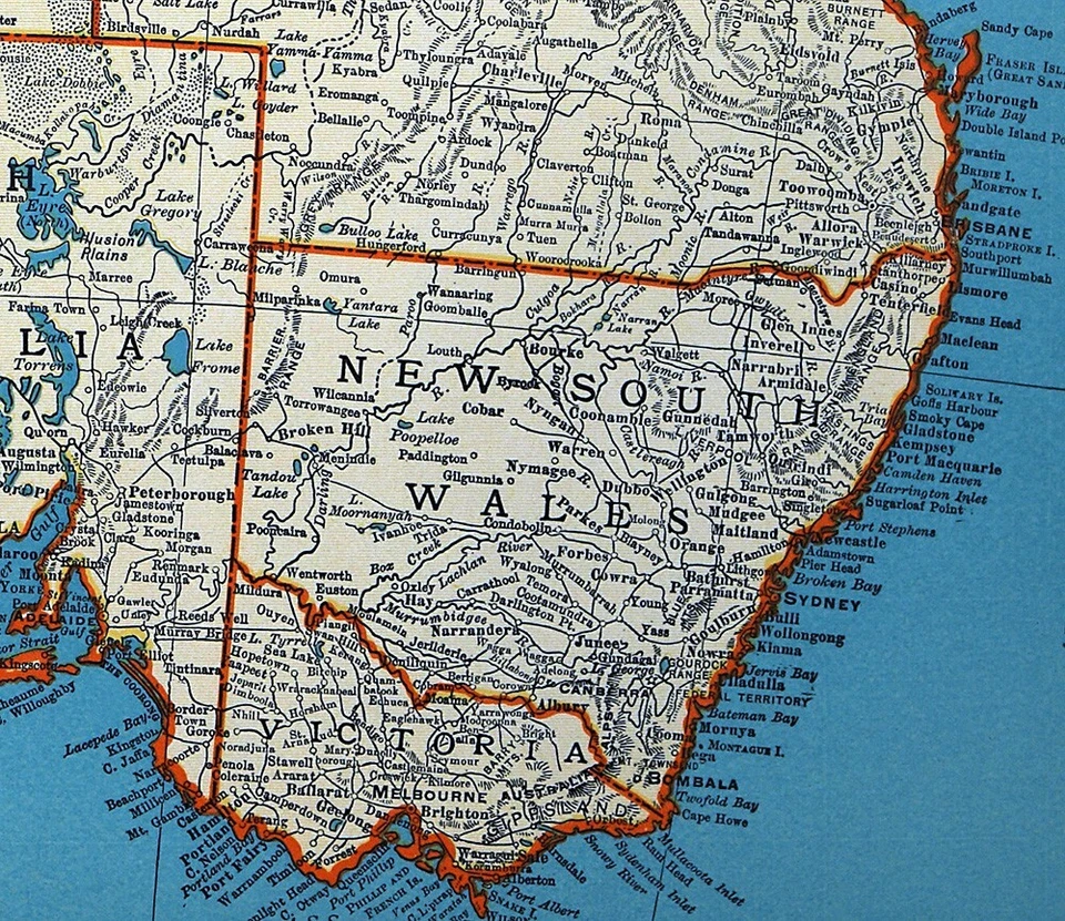 1937 McNally Map Australia Sydney Melbourne Adelaide Brisbane Alice Springs - Image 2 of 4