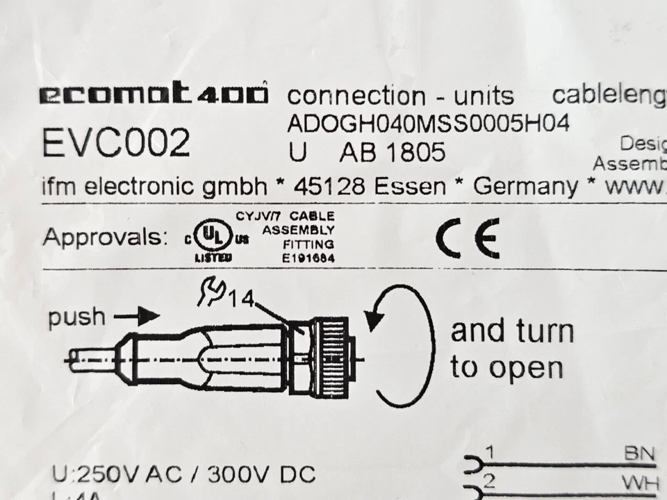 Conjunto de cable Efector IFM ADOGH040MSS0005H04-EVC002 SELLADO, 5 pines, 5M, 4-P Foto 2 de 4