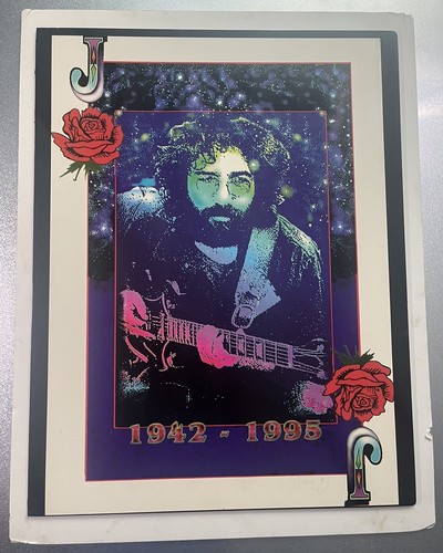 Vtg 90s 1995 Jerry Garcia Grateful Dead J Playing Card Poster 1 Of 1 Signed