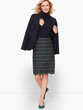 NEW 99 TALBOTS Green Tartan Plaid Wool Blend A-Line Scallop-Hem Skirt Sz 8