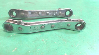 Vintage--2-Blue Point- Offset Double Box  Ratcheting Wrenches-1987 Std.& Metric