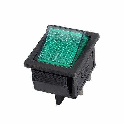 1 Green Light 4 Pin DPST On-Off Snap In Power Rocker Switch 15A/250V 20A/125V AC