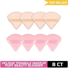 8pc Soft Triangle Makeup Puff Velour Blender Sponge Beauty Tools
