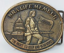 NRA Life Member Belt Buckle Brass Jadco Right to Keep Bear Arms J7