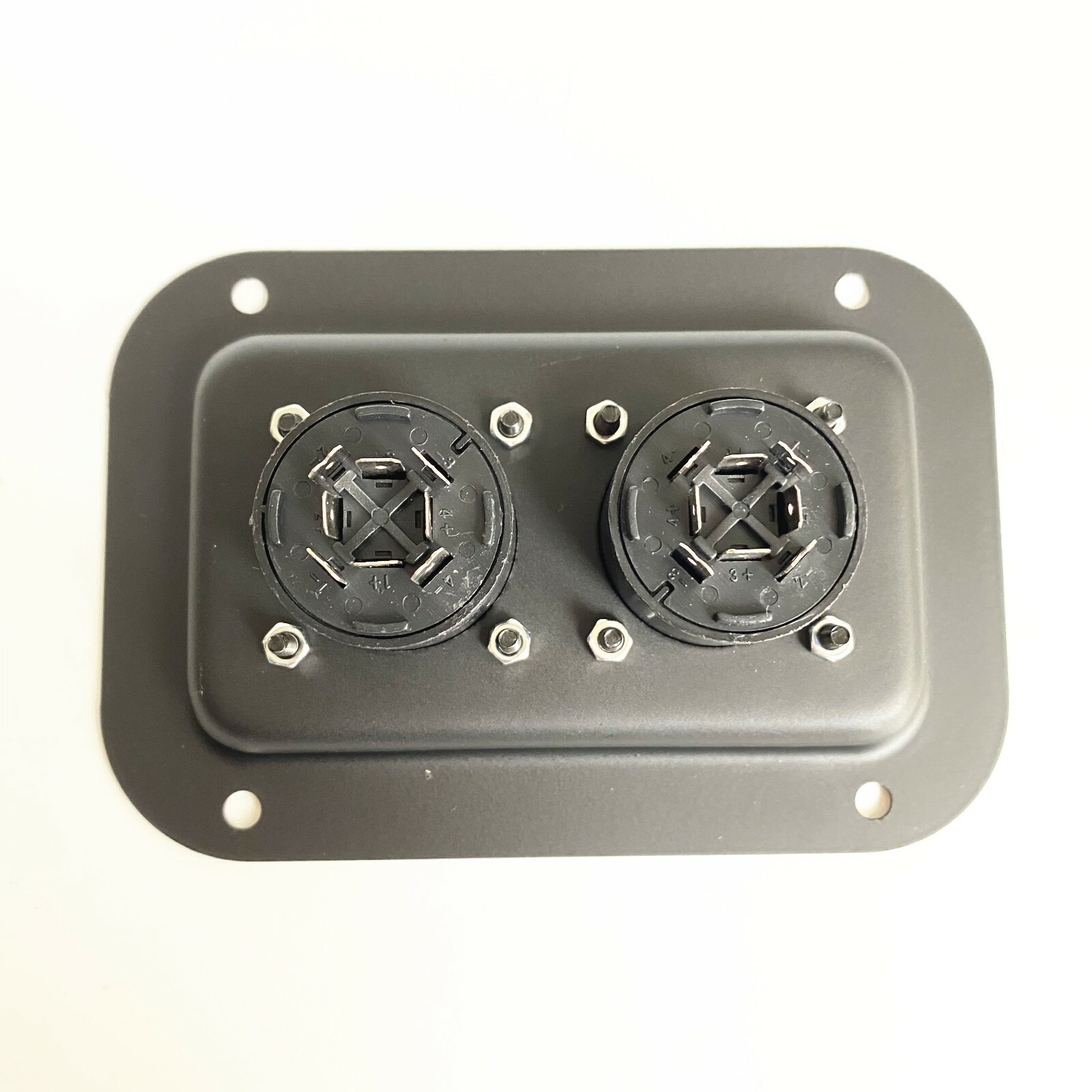 1 Piece Metal Speaker Jack Plate W/ Dual SpeakOn NL8MPR Connectors