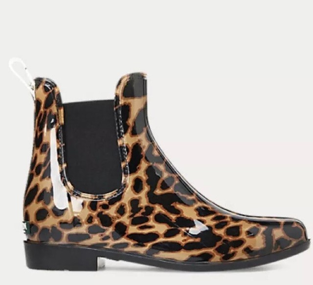 leopard ankle rain boots