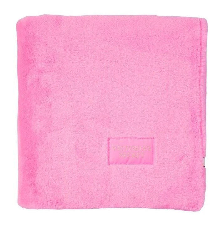 Victoriau0026#039;s Secret Faux Fur Fleece Velour Bright PINK PLUSH Throw  BLANKET 50x60 | eBay