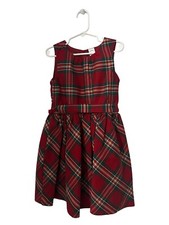 Carter's Girls Red/Black Plaid Sateen Family Matching Sleeveless Dress