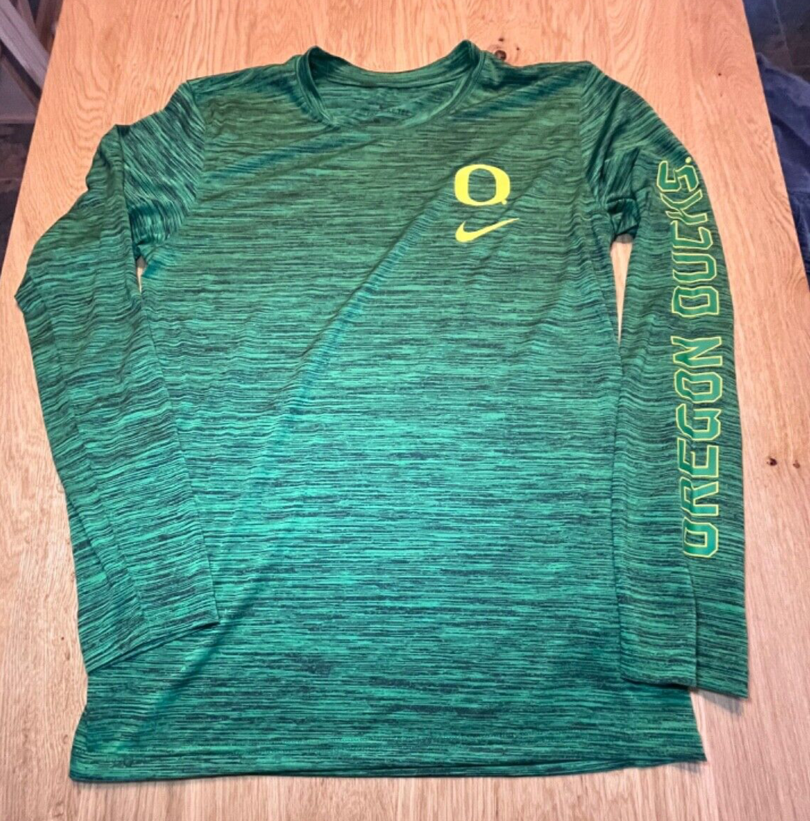 Oregon Ducks Shirt Mens S Green Nike Dri Fit Long Sleeve Tee University Team
