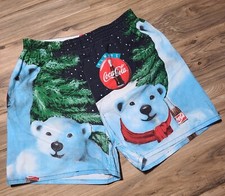Coca Cola Vintage 80's Polar Bear Print Elastic Waist Cotton Shorts Men's Sz M