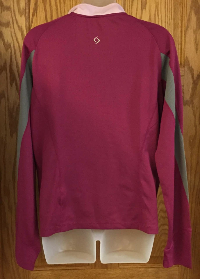 Camisa Deportiva Manga Larga Mujer 2 Tonos Rosa Talla Grande Pulgares Comodidad de Movimiento Foto 2 de 3