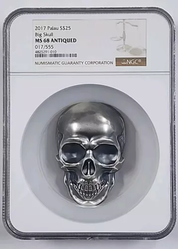 2017 Palau S 25$ Big Skull MS68 NGC Antiqued